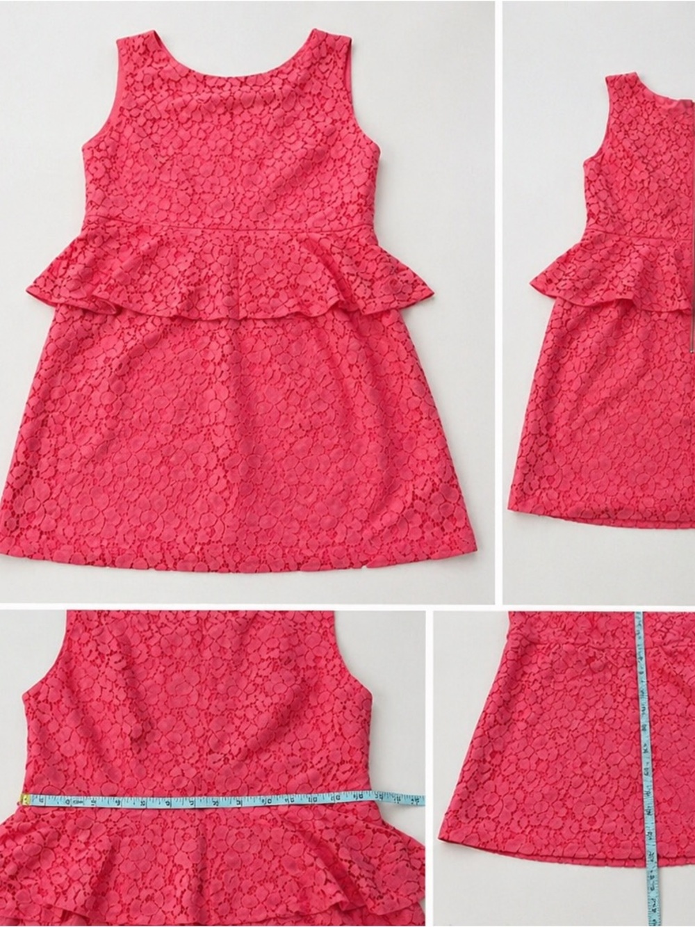 Forever 21 Pink Lace Peplum Dress Size L Juniors NWT A-Line Ruffle - Picture 7 of 13